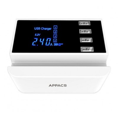 APPACS New Model LED screen display high current charging 4 USB 4A multi usb charger for sale